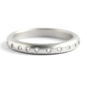 Contemporary platinum and diamond wedding, eternity or stacking ring