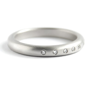 Contemporary platinum and diamond wedding, eternity or stacking ring