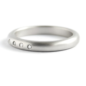 Contemporary platinum and diamond wedding, eternity or stacking ring