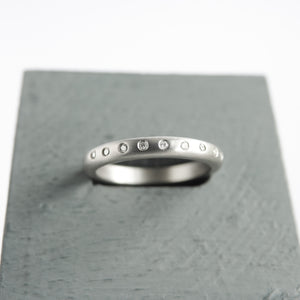 Contemporary platinum and diamond wedding, eternity or stacking ring