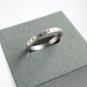 Contemporary platinum and diamond wedding, eternity or stacking ring