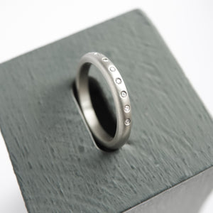 Contemporary platinum and diamond wedding, eternity or stacking ring