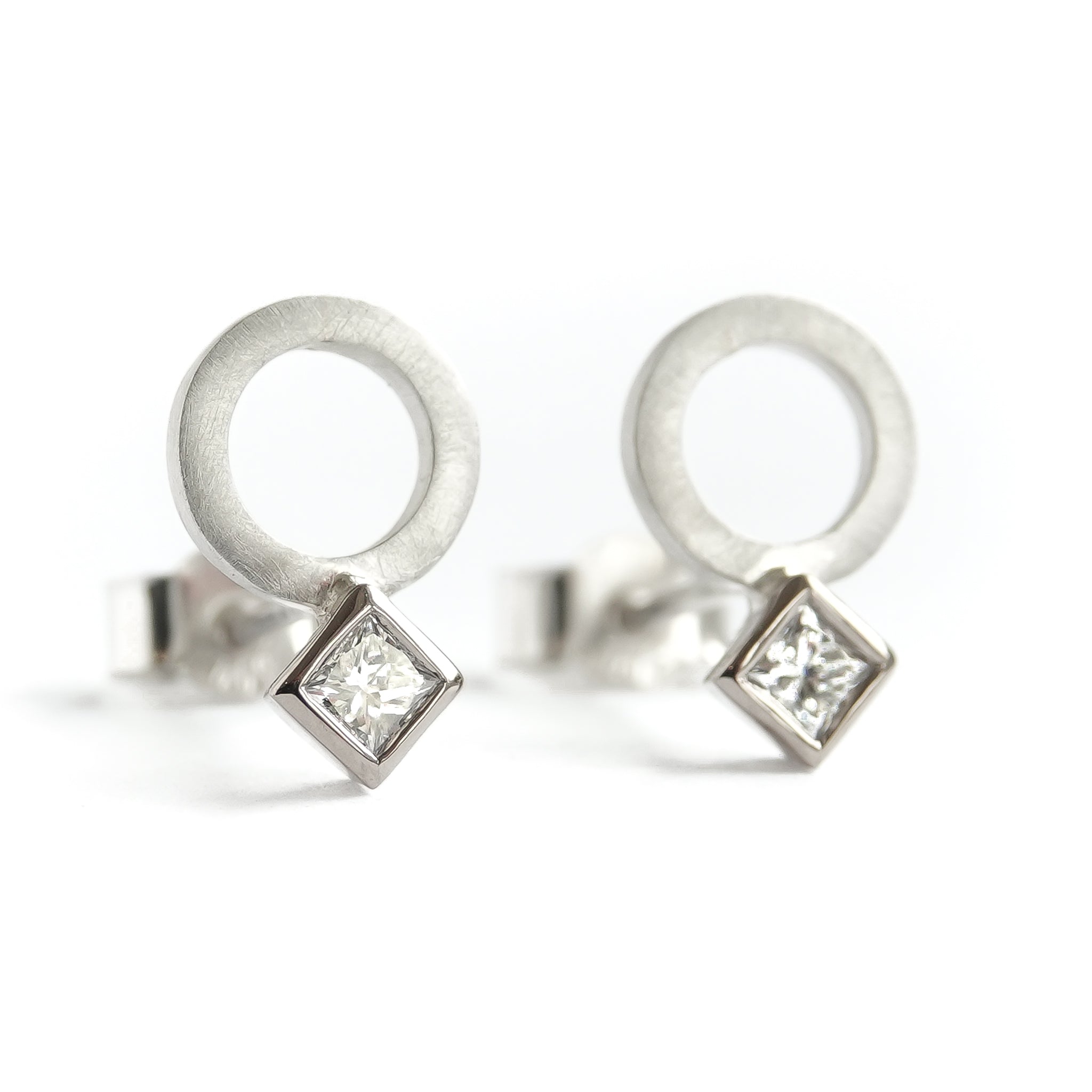 Silver and 18ct white gold diamond contemporary earrings Sue Lane