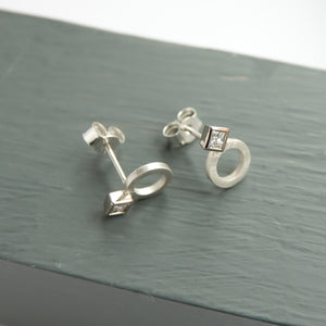 Silver and 18ct white gold diamond contemporary earrings Sue Lane