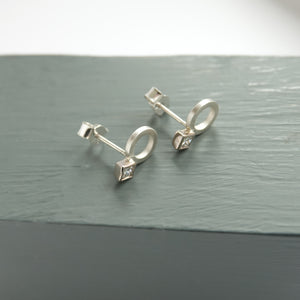 Silver and 18ct white gold diamond contemporary earrings Sue Lane