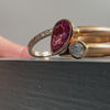 18ct rose gold, pink sapphire & diamond three band ring with removable pave set diamond band