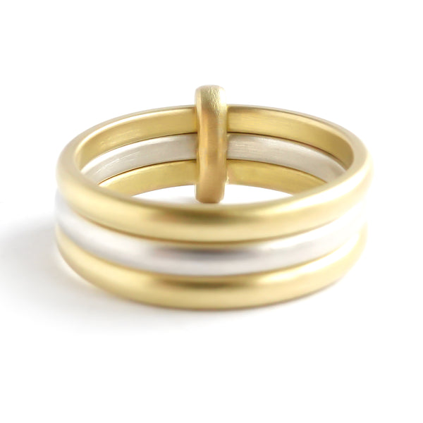 18ct gold and silver three band ring - contemporary and bespoke - Sue Lane