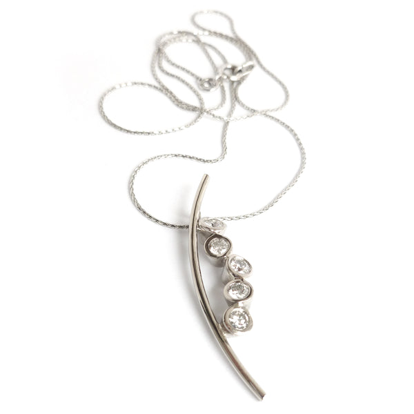 Platinum necklace with diamonds, contemporary, bespoke & modern - Sue Lane