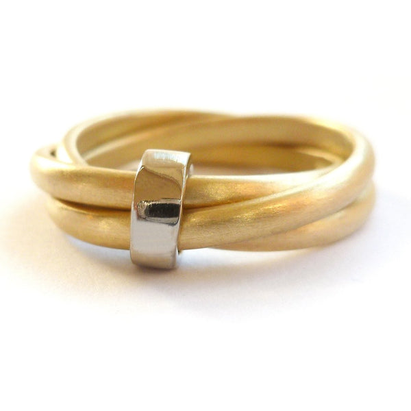 Modern two tone 18ct gold Russian style wedding ring - Sue Lane